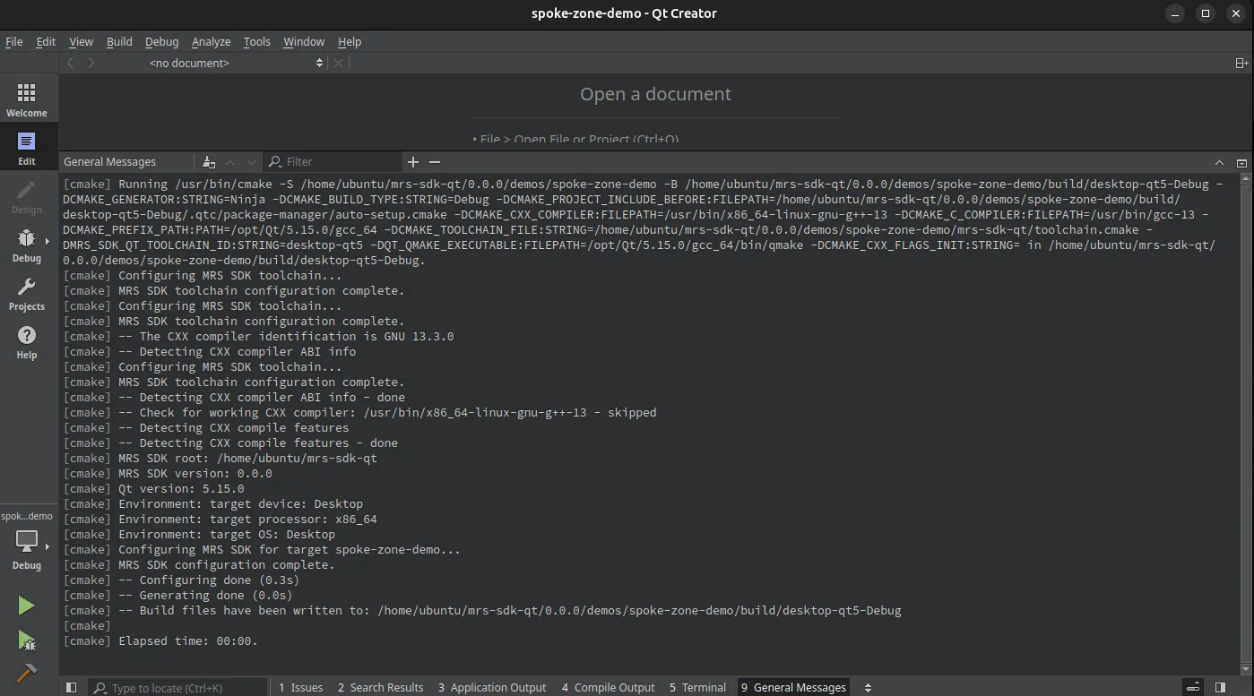 Qt Creator running CMake configure for desktop Qt5